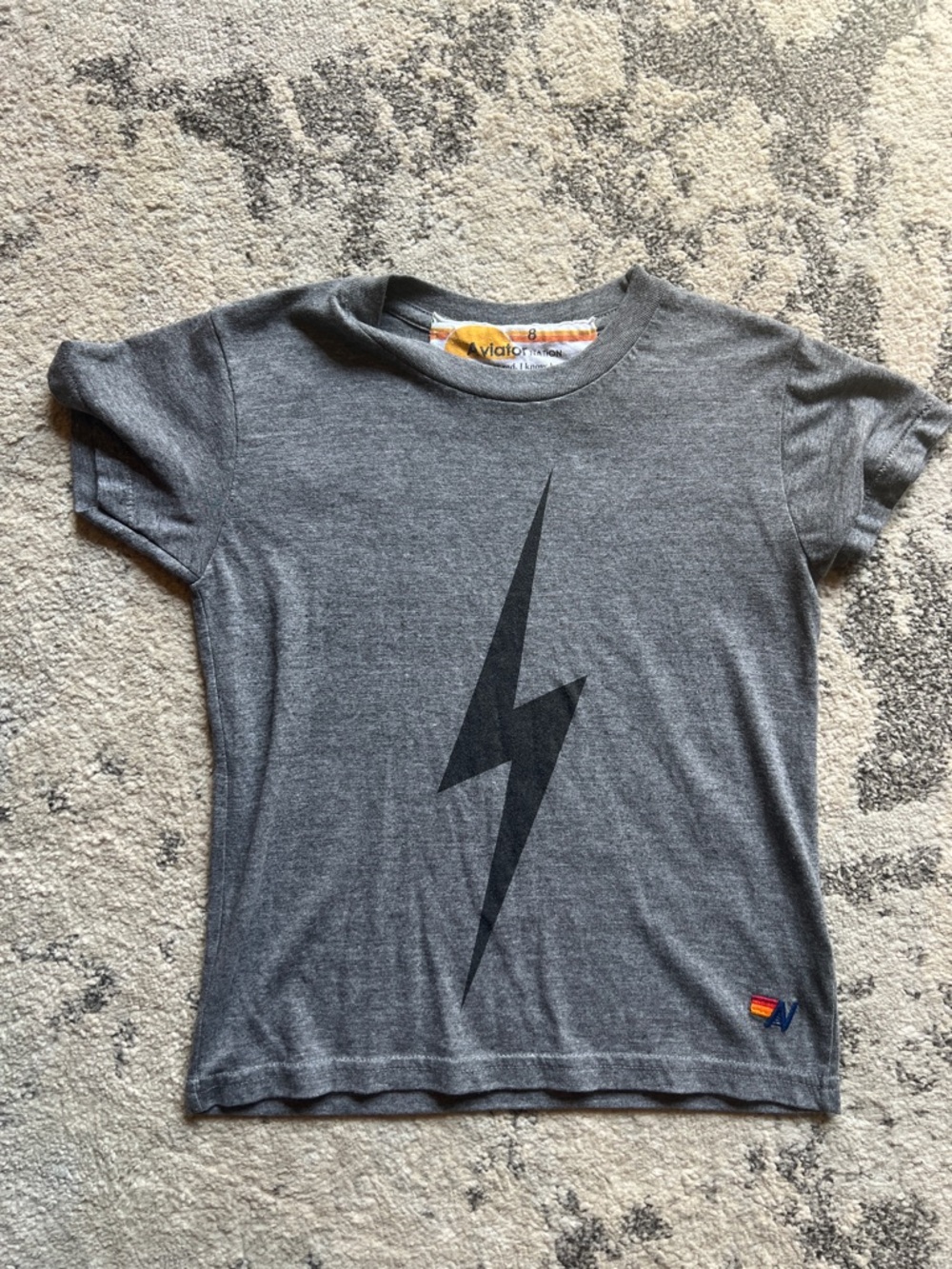 Aviator Nation Kids Gray Tee with Black Lightning Bolt